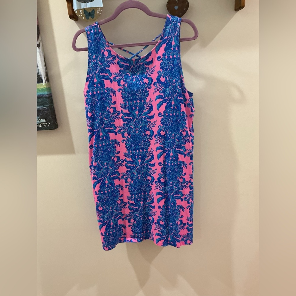 Pink and Blue Sleeveless Dress Lilly Pulitzer EUC